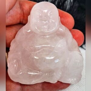 Clear Quartz Laughing Buddha. Siddhartha Gautama. Prosperity. Luck.